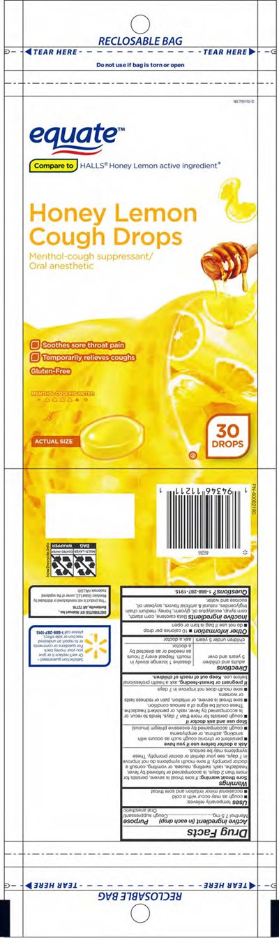 Equate Honey Lemon 30ct Cough Drops (Equate Honey Lemon 30ct 60002180 5 10 2023)